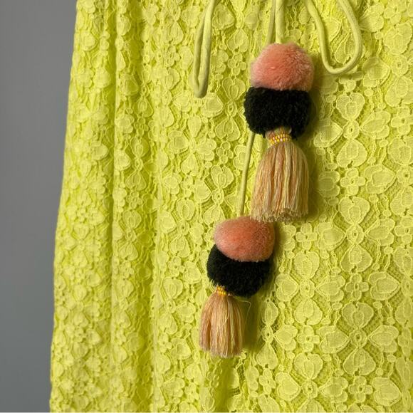 Anthropologie Ollari Lacy Wide Leg Tassel Pants Trousers Lime Green Women’s S - Picture 6 of 12